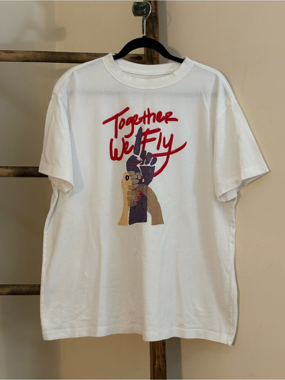 Nike White 'Together We Fly' Graphic Tee with Red Script
